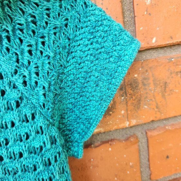 Loose Knit Short Sleeve Open Front Shrug Sweater Ladies Petite Size Small - Picture 3 of 6